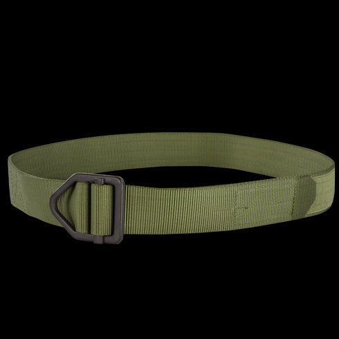 The Condor Instructors Belt, featuring green nylon and a black metal buckle, is displayed against a white background.